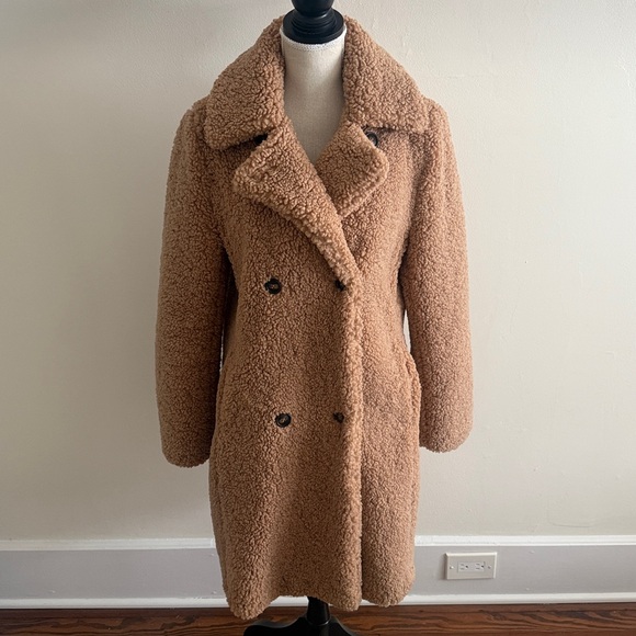 Mkt Studio Shopbop Camel Teddy Jacket Coat size FR 40 - Picture 5 of 11